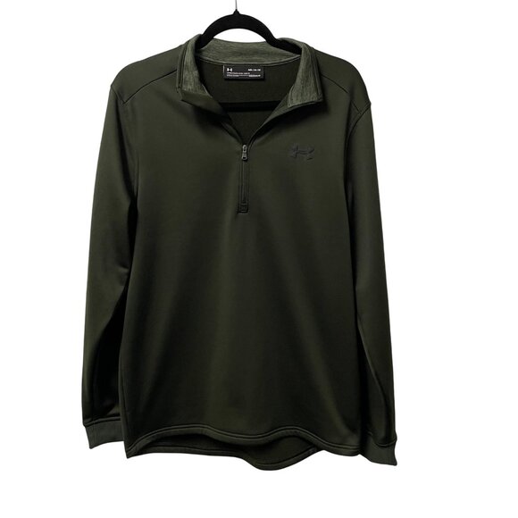 UNDER ARMOUR 1/4 ZIP PULLOVER FLEECE LOOSE FIT MENS M COLDGEAR MARINE OD GREEN - Picture 2 of 9